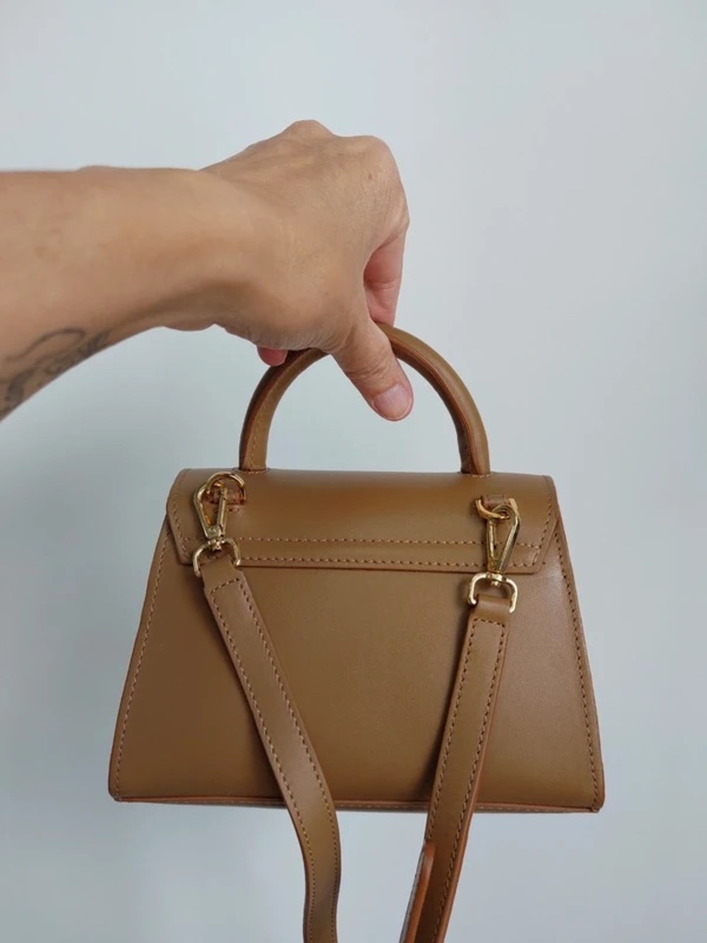 DeMellier Tan Leather Mini Satchel with Gold Hardware - Picture 3 of 7